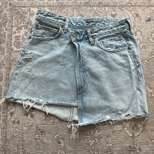 AGOLDE cross over denim skirt